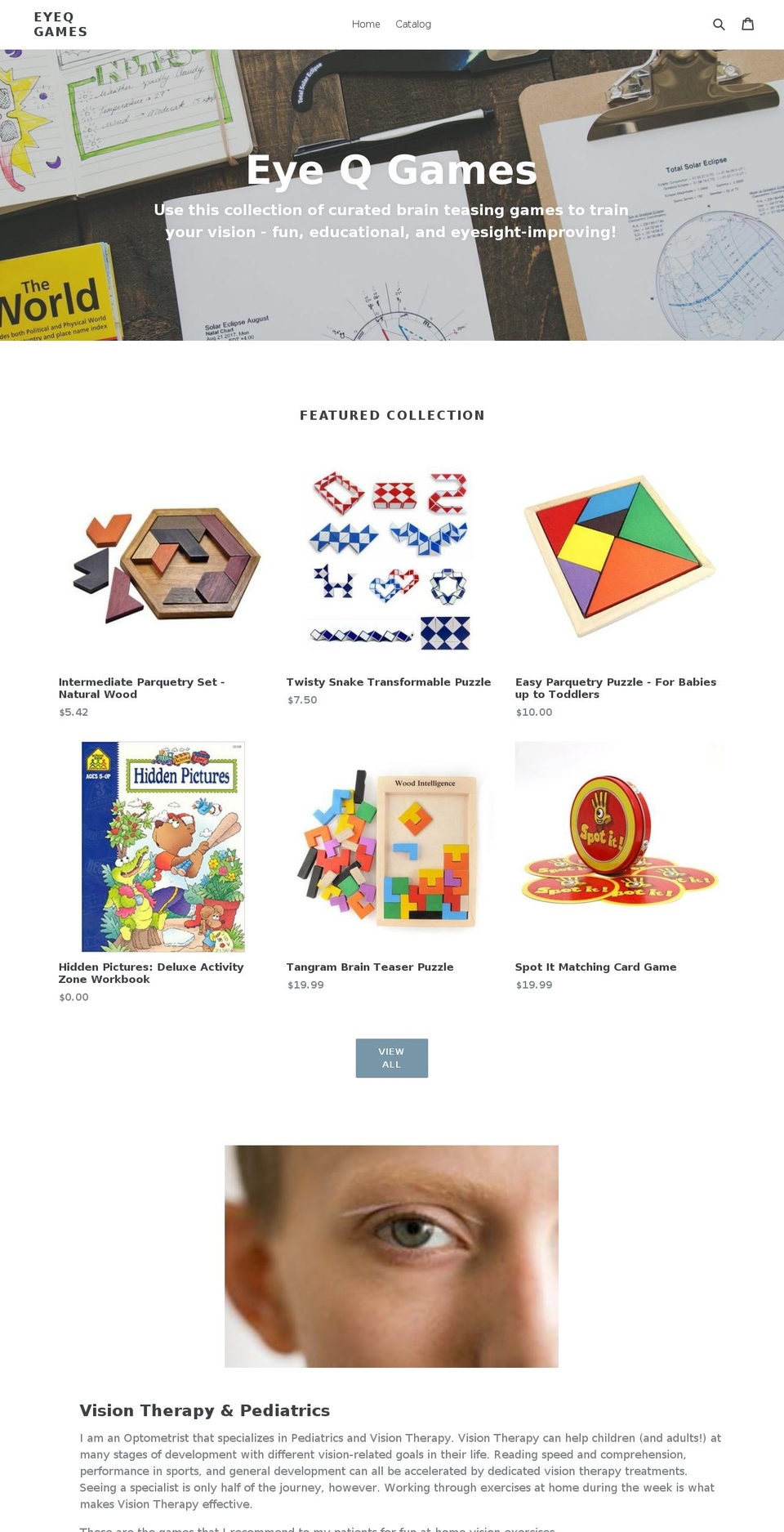 eyeqgames.com — Shopify storefront screenshot
