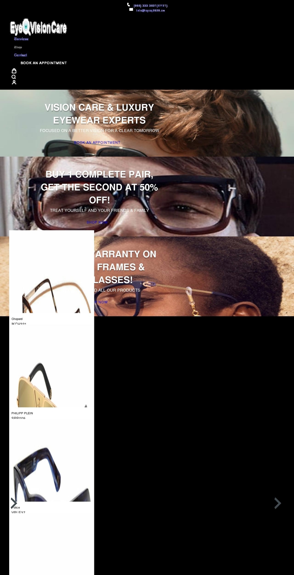 eyeqoptical.ca shopify website screenshot
