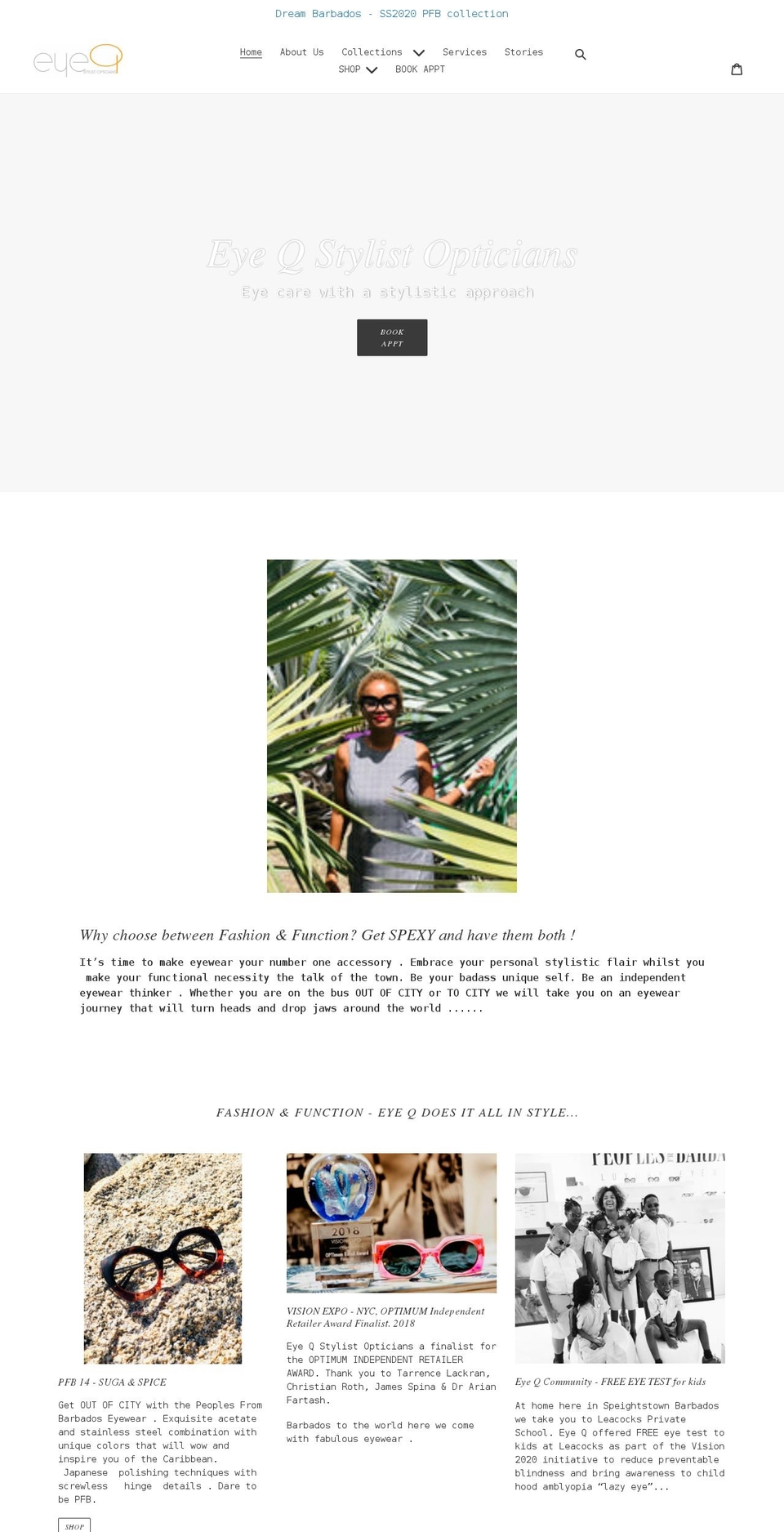 eyeqstylistopticians.com shopify website screenshot
