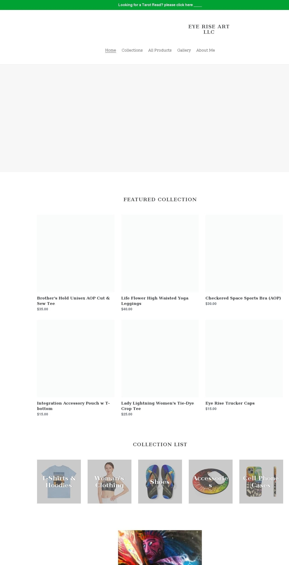 eyeriseart.com shopify website screenshot