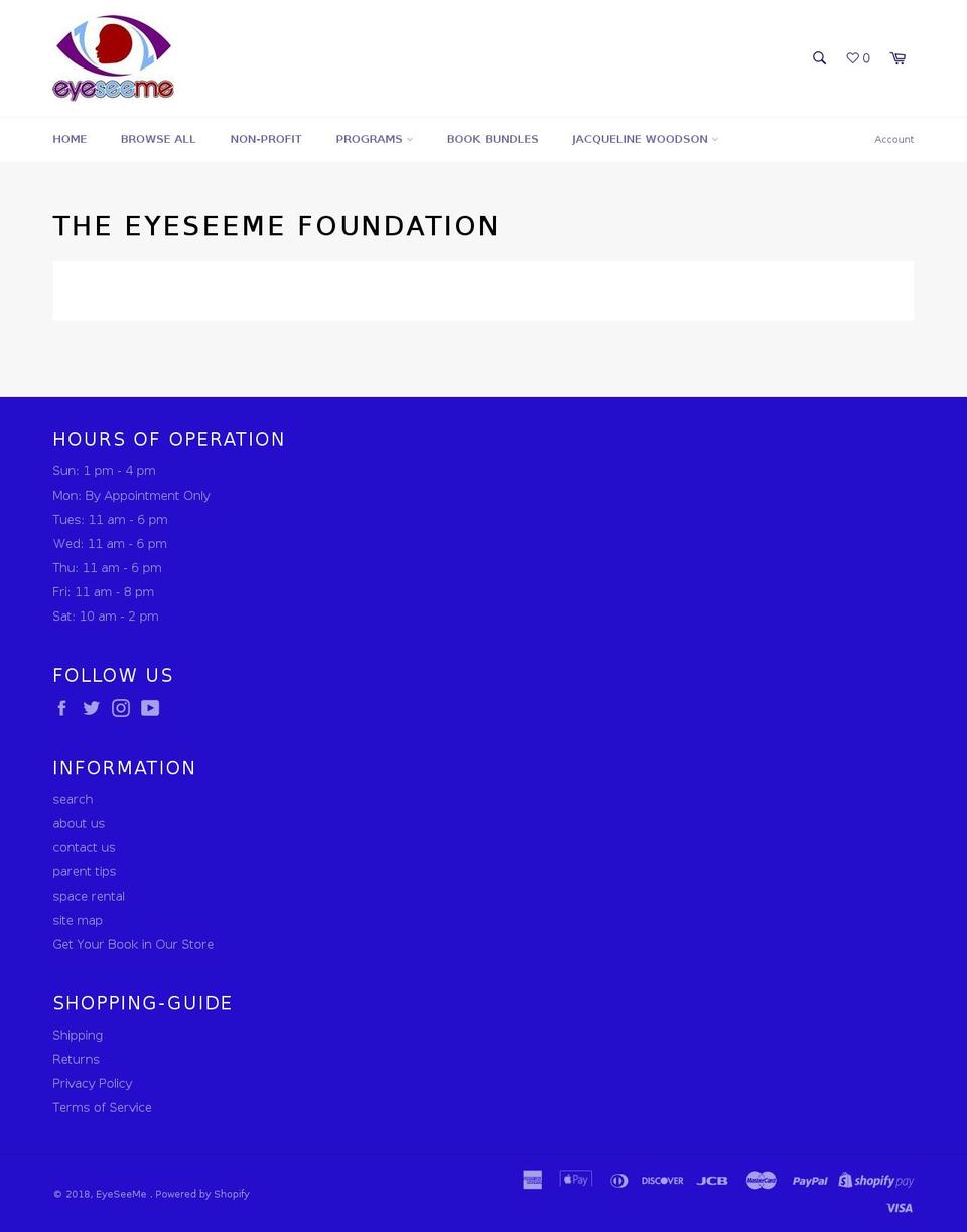 eyeseemefoundation.org shopify website screenshot