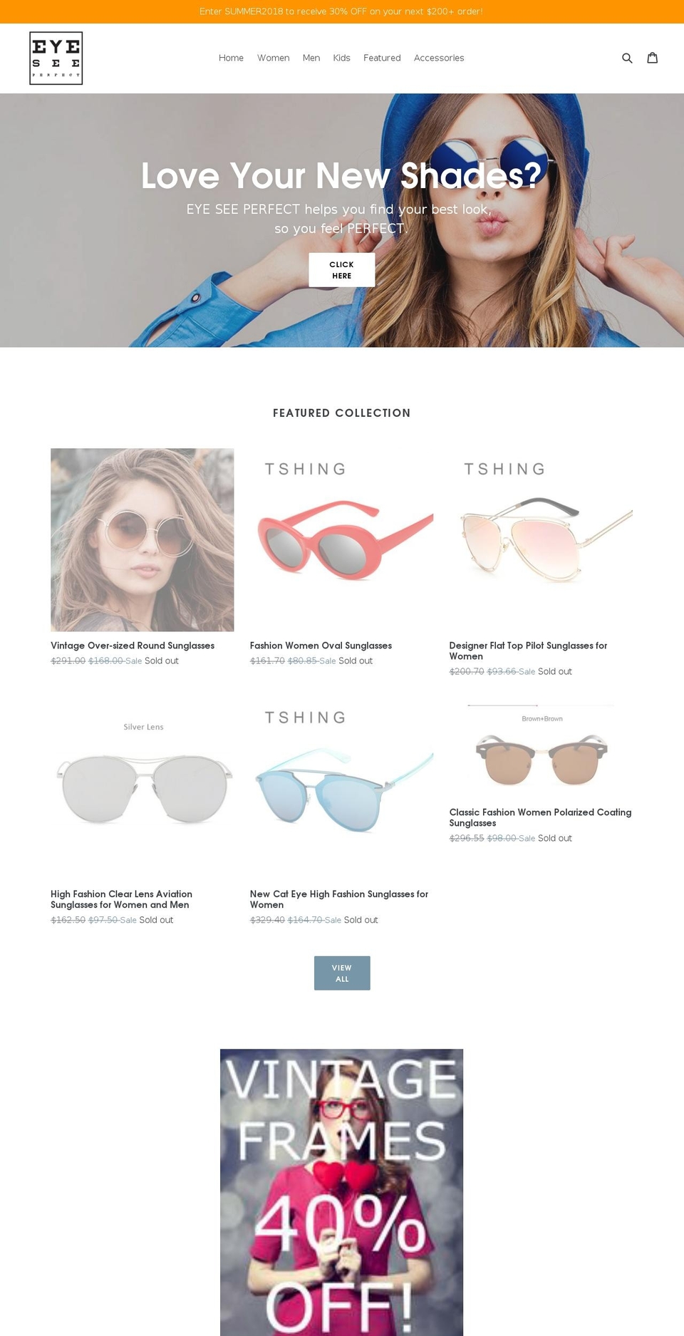 eyeseeperfect.com — Shopify storefront screenshot