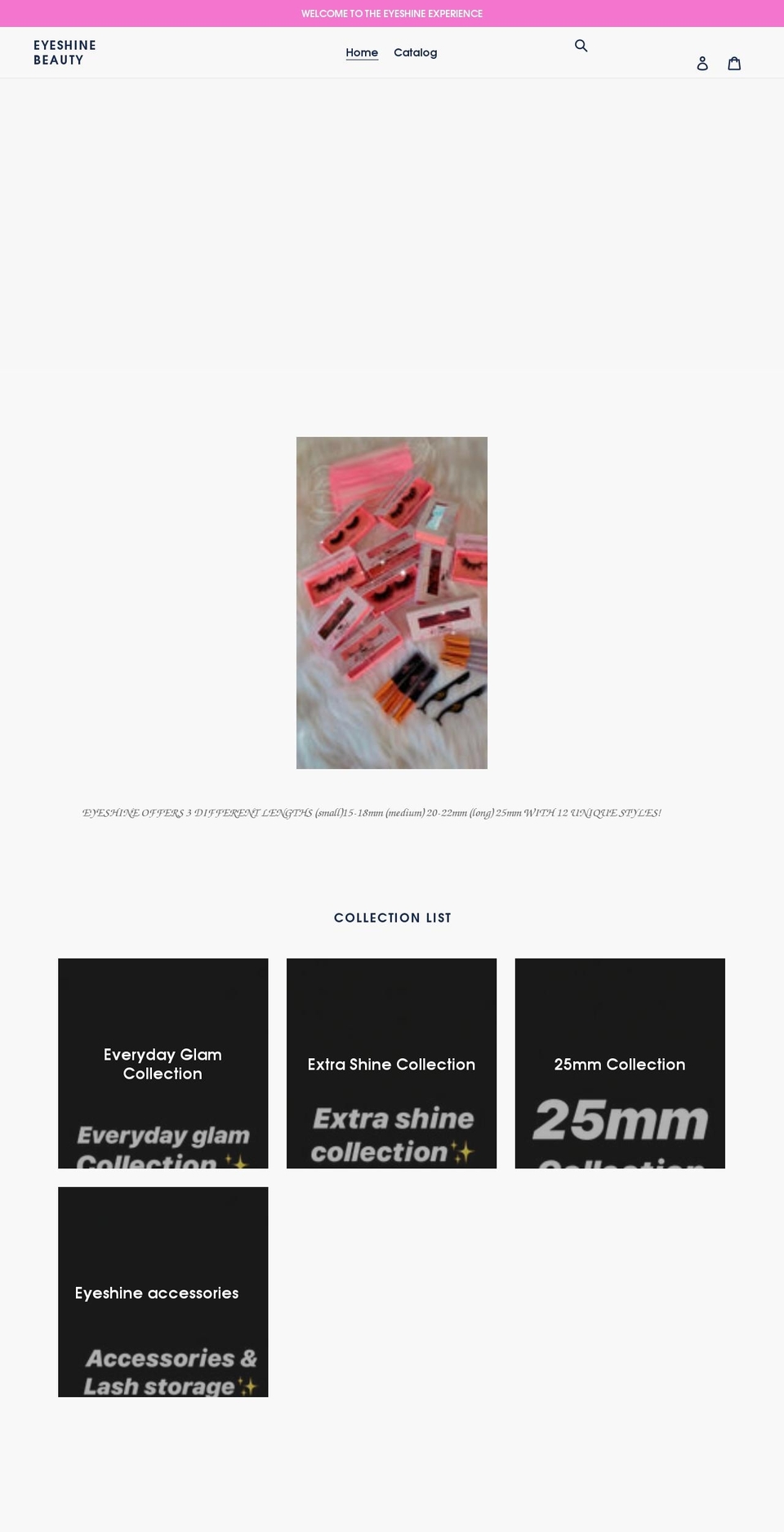 eyeshinebeautyshop.com shopify website screenshot