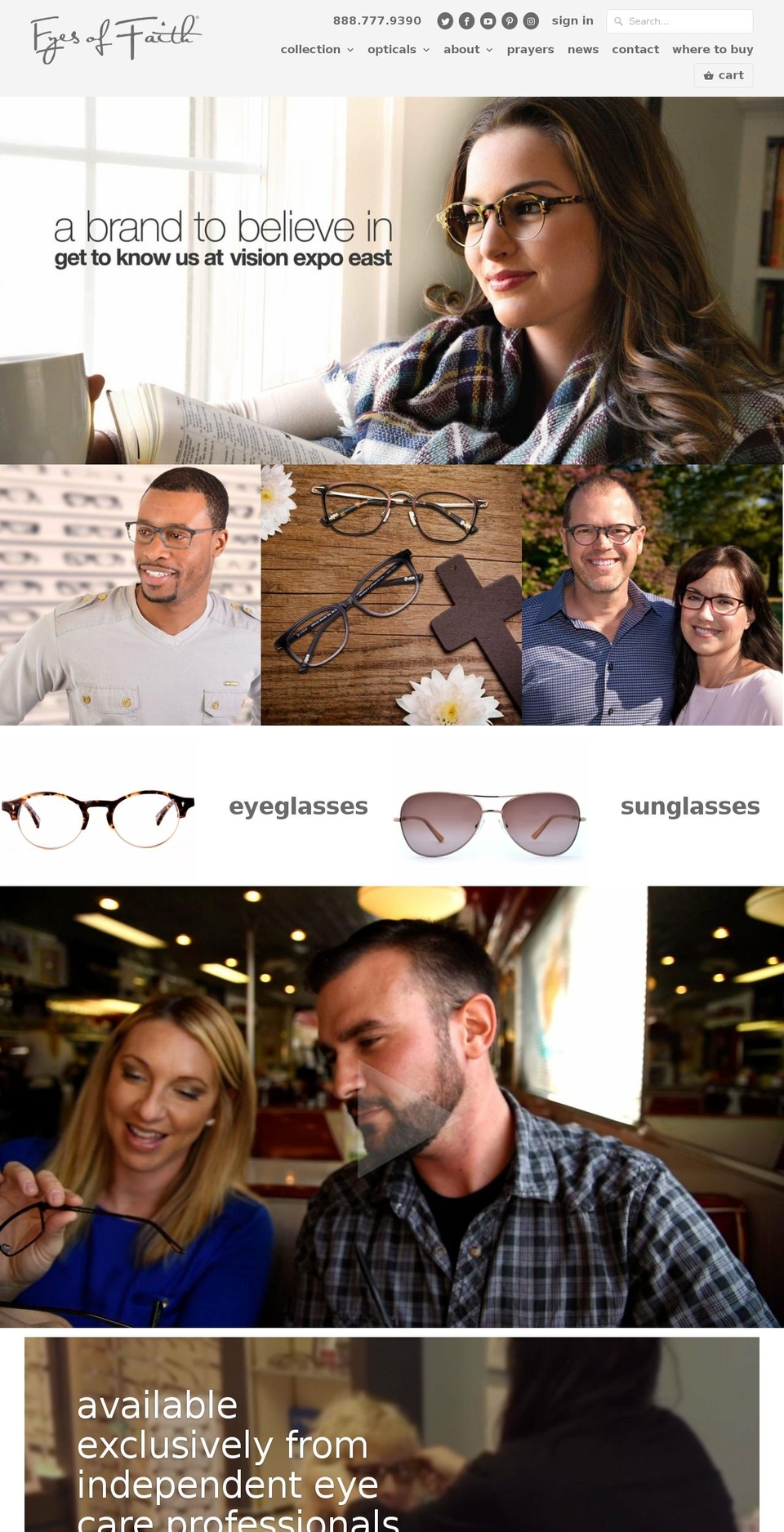 eyesoffaithoptical.com shopify website screenshot