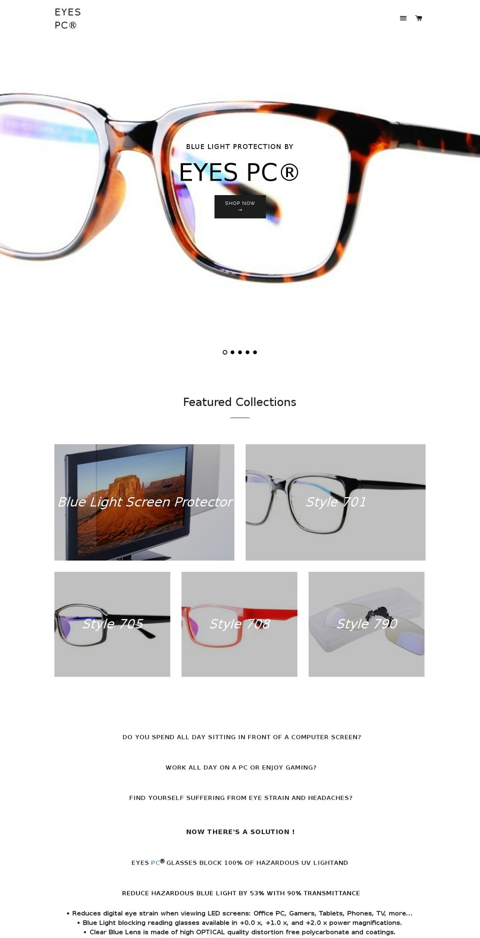 eyespc.net shopify website screenshot