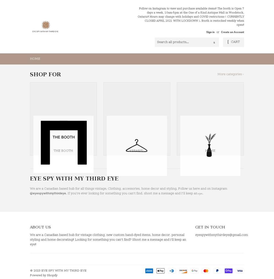 eyespywithmythirdeye.com shopify website screenshot