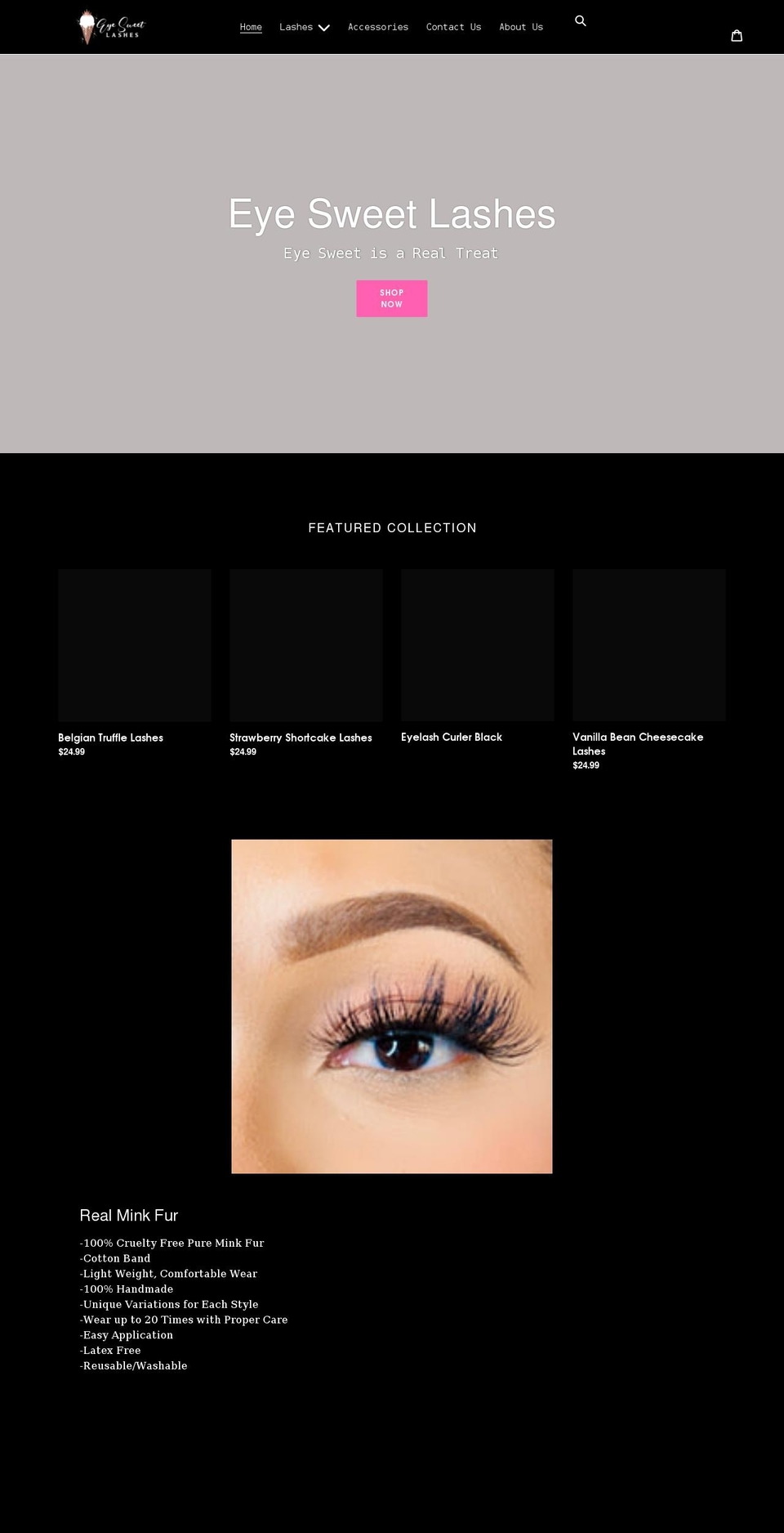 eyesweetlashes.com shopify website screenshot
