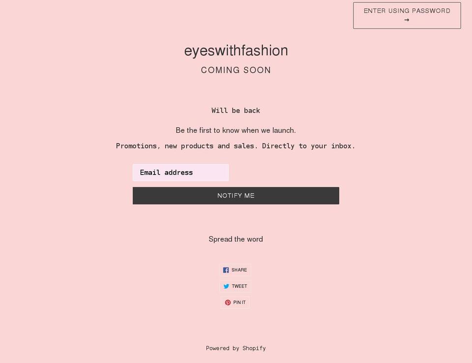 eyeswithfashion.myshopify.com shopify website screenshot