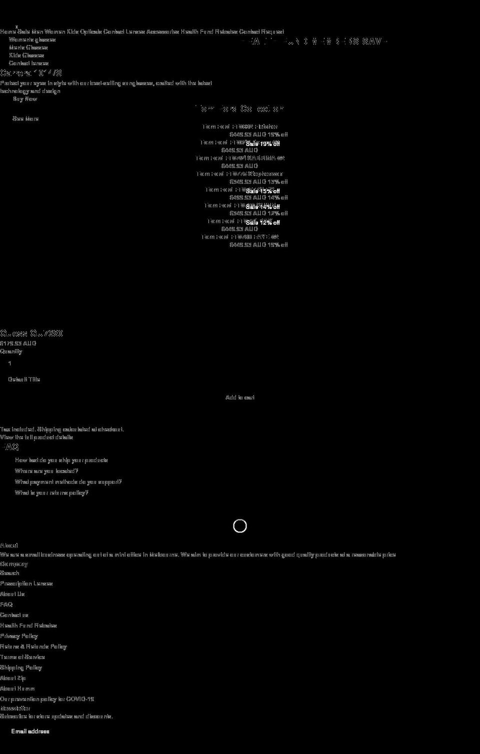 eyevault.com.au shopify website screenshot