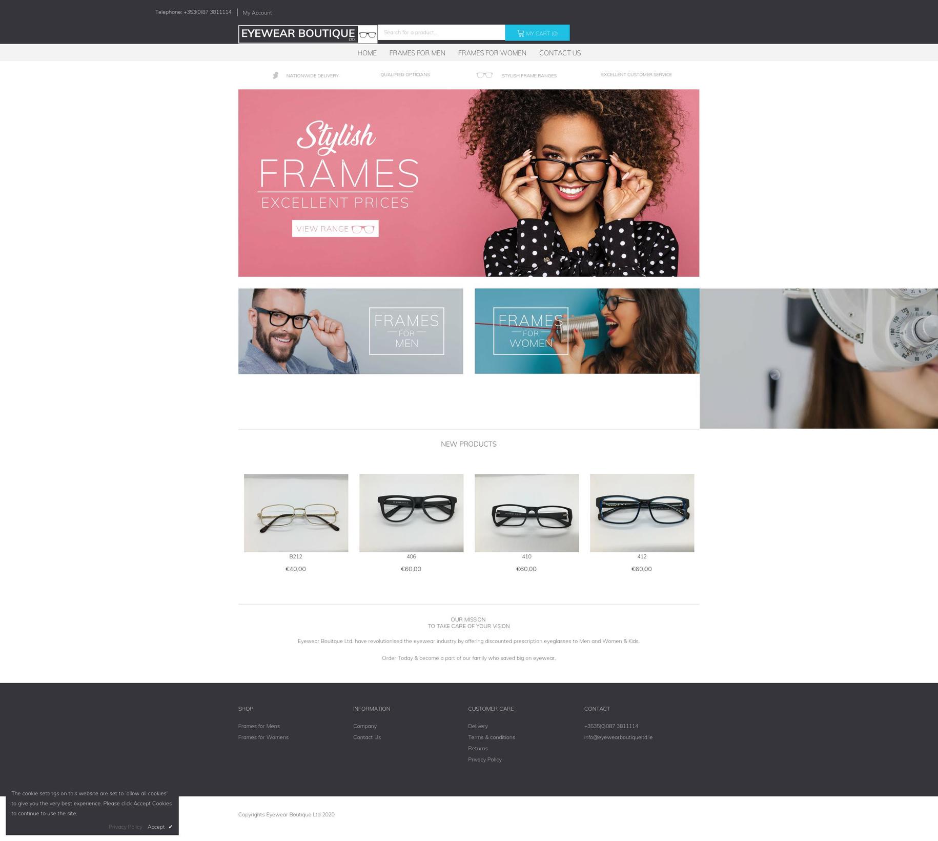 eyewearboutiqueltd.com shopify website screenshot