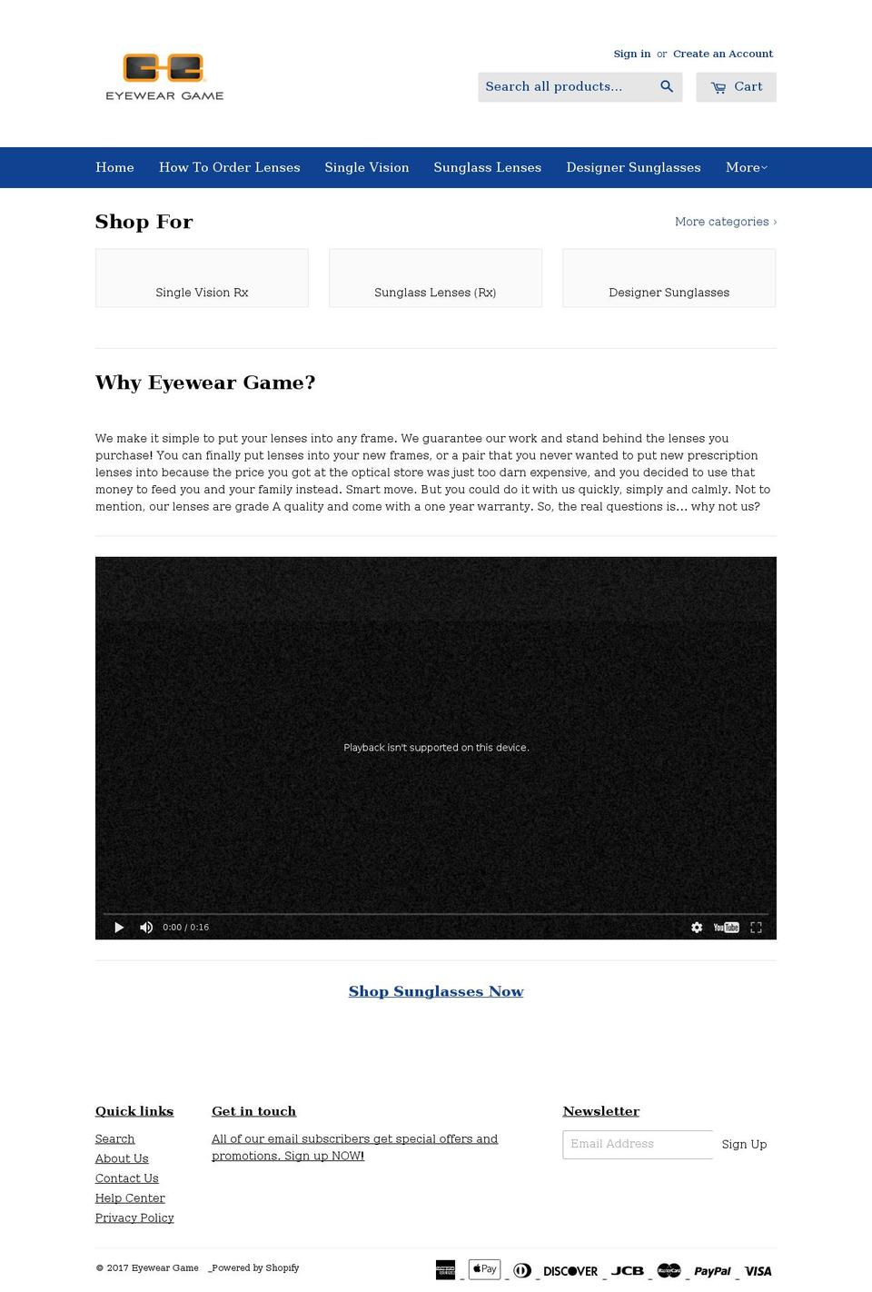 eyeweargame.com shopify website screenshot