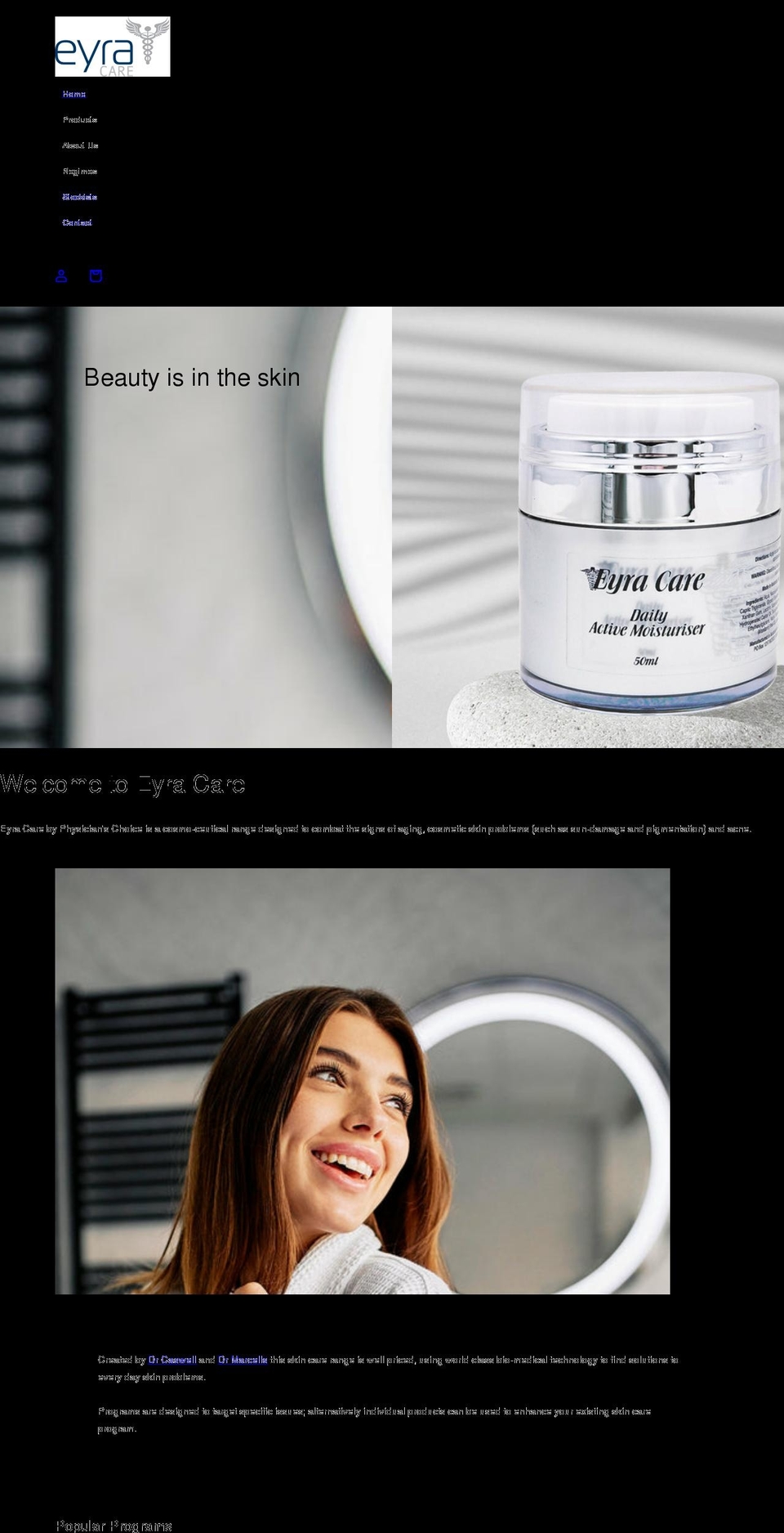 eyracare.com.au shopify website screenshot