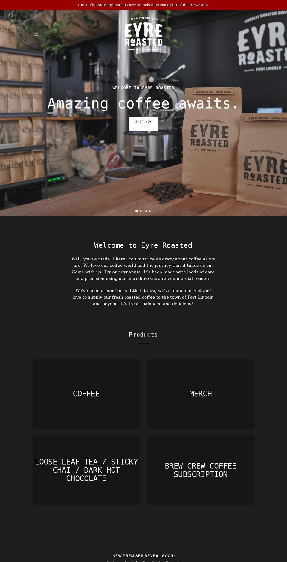 eyreroasted.com.au shopify website screenshot
