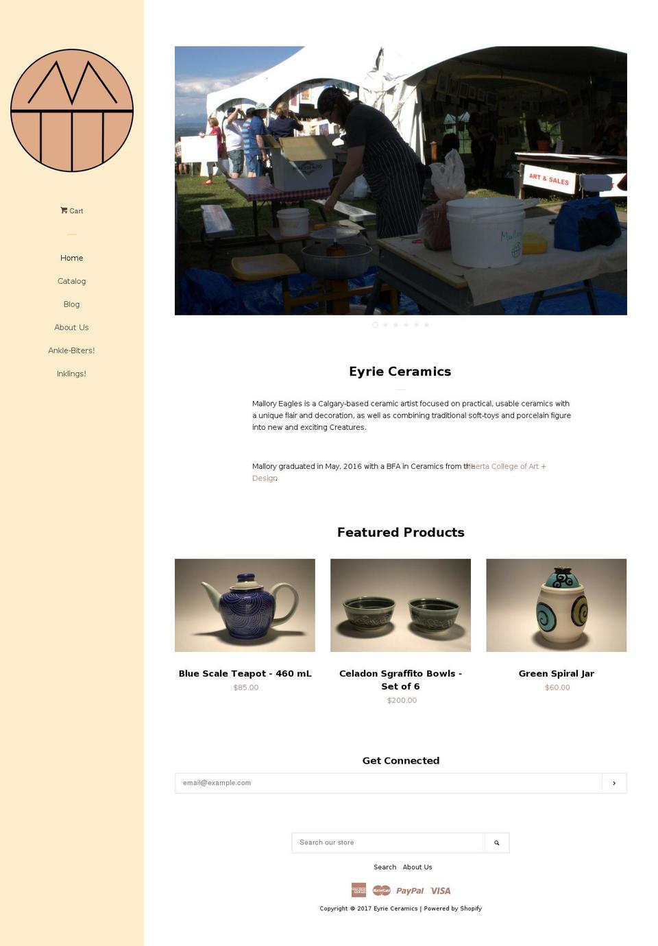 eyrieceramics.com shopify website screenshot