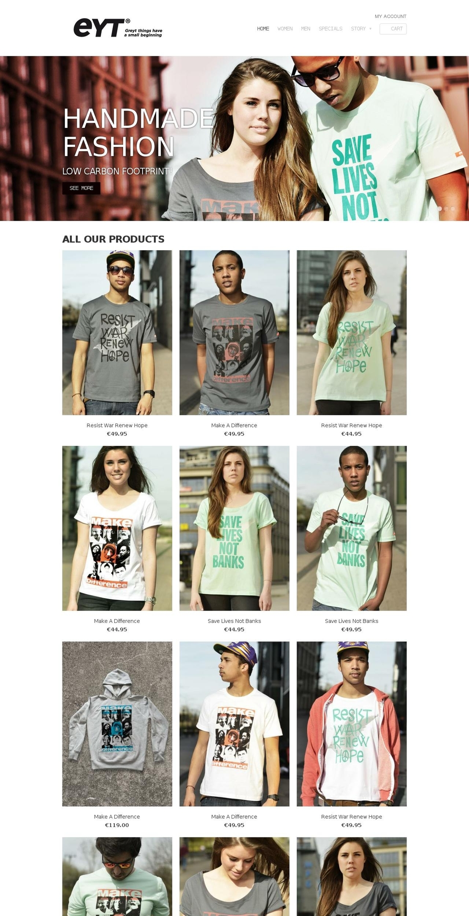 eyt-clothing.de shopify website screenshot