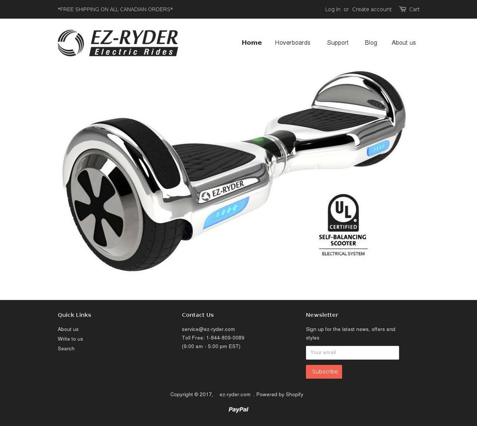 ez-ryder.com shopify website screenshot