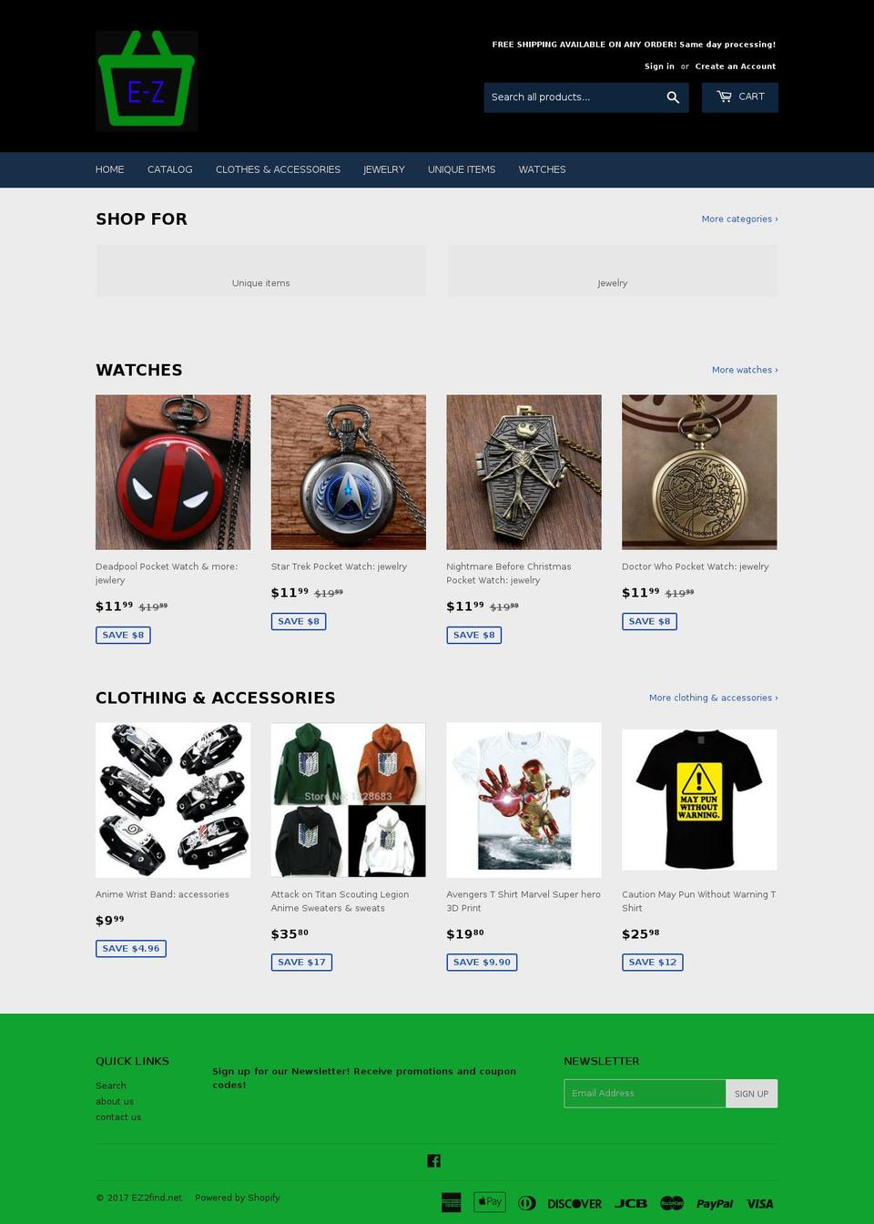 ez2find.net shopify website screenshot