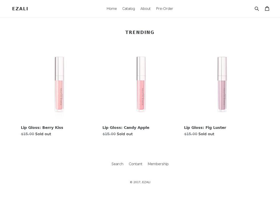 ezali.com shopify website screenshot