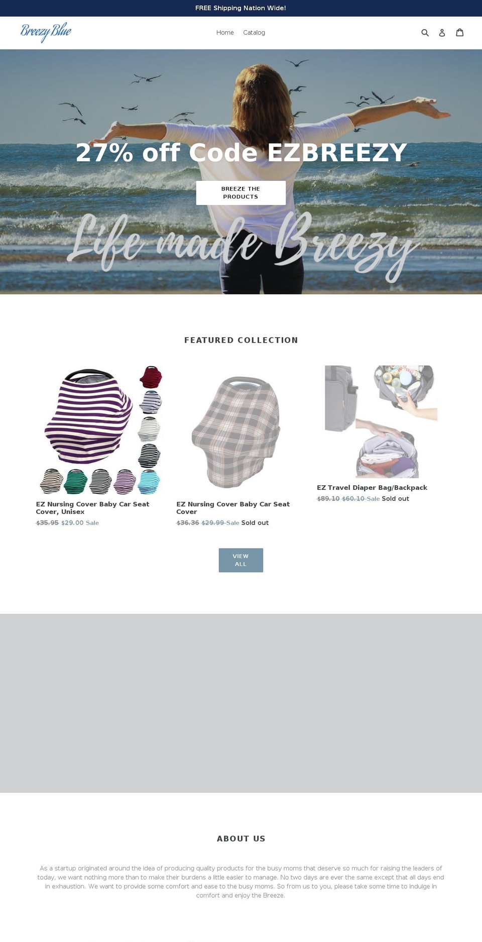 ezbreezyblue.com shopify website screenshot