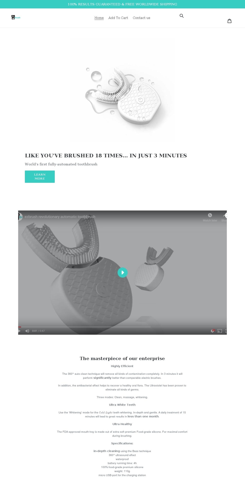 ezbrush.net shopify website screenshot