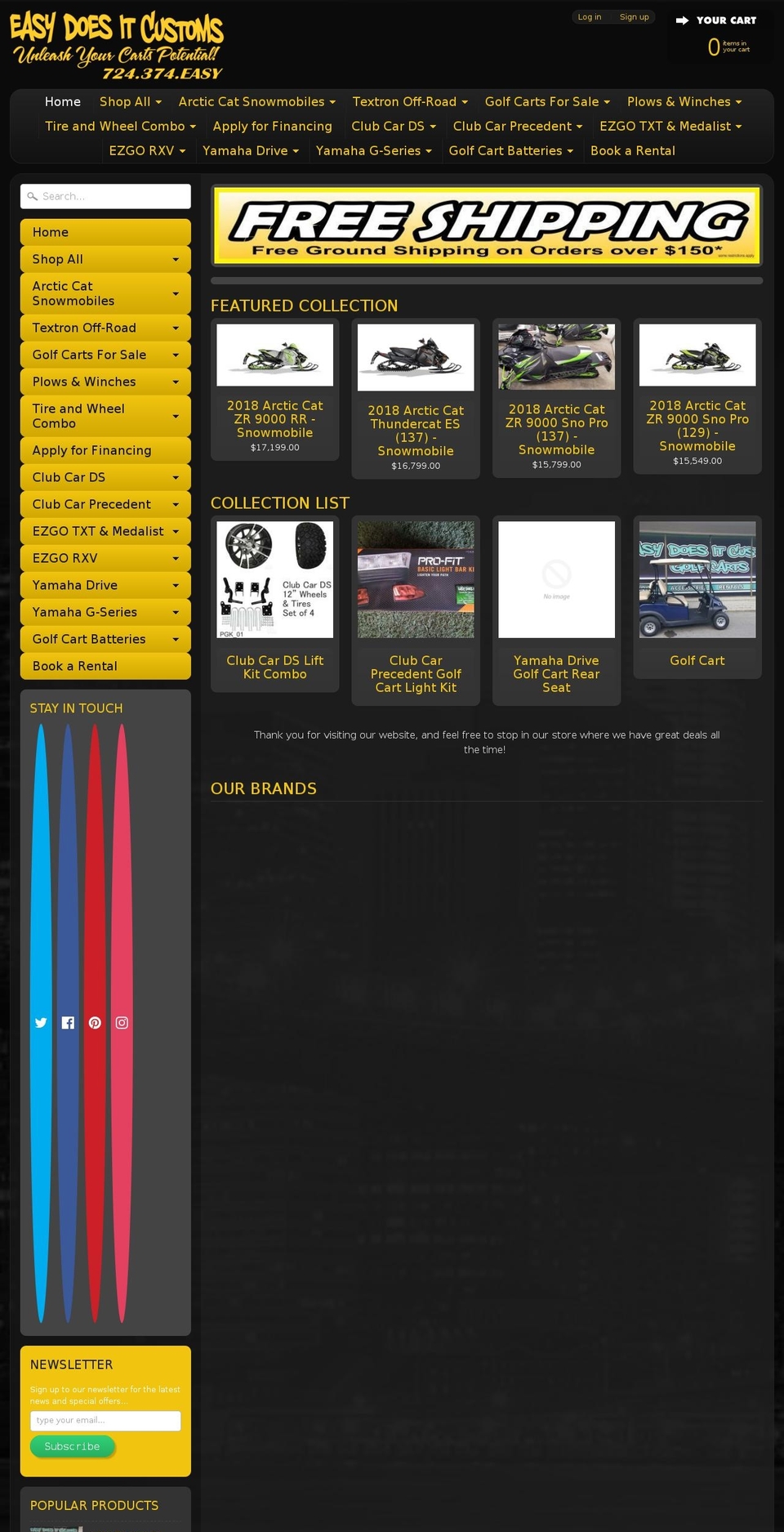 ezdoesitcustoms.com — Shopify storefront screenshot