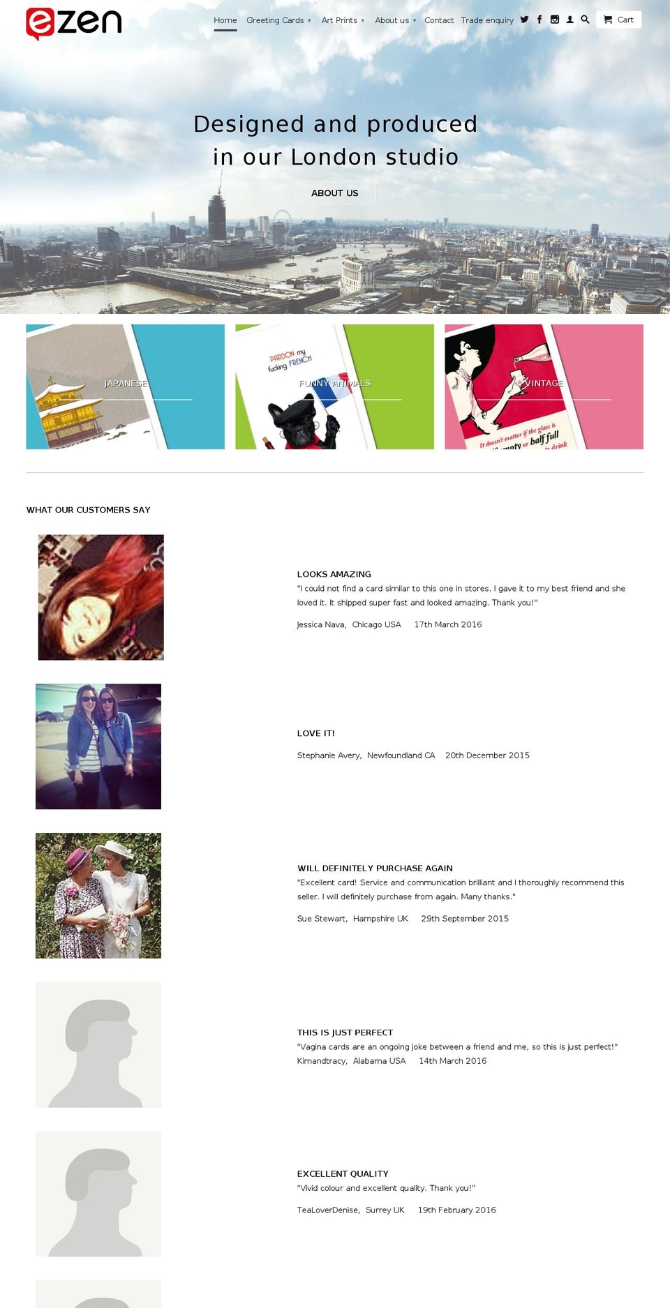 ezendesigns.com shopify website screenshot