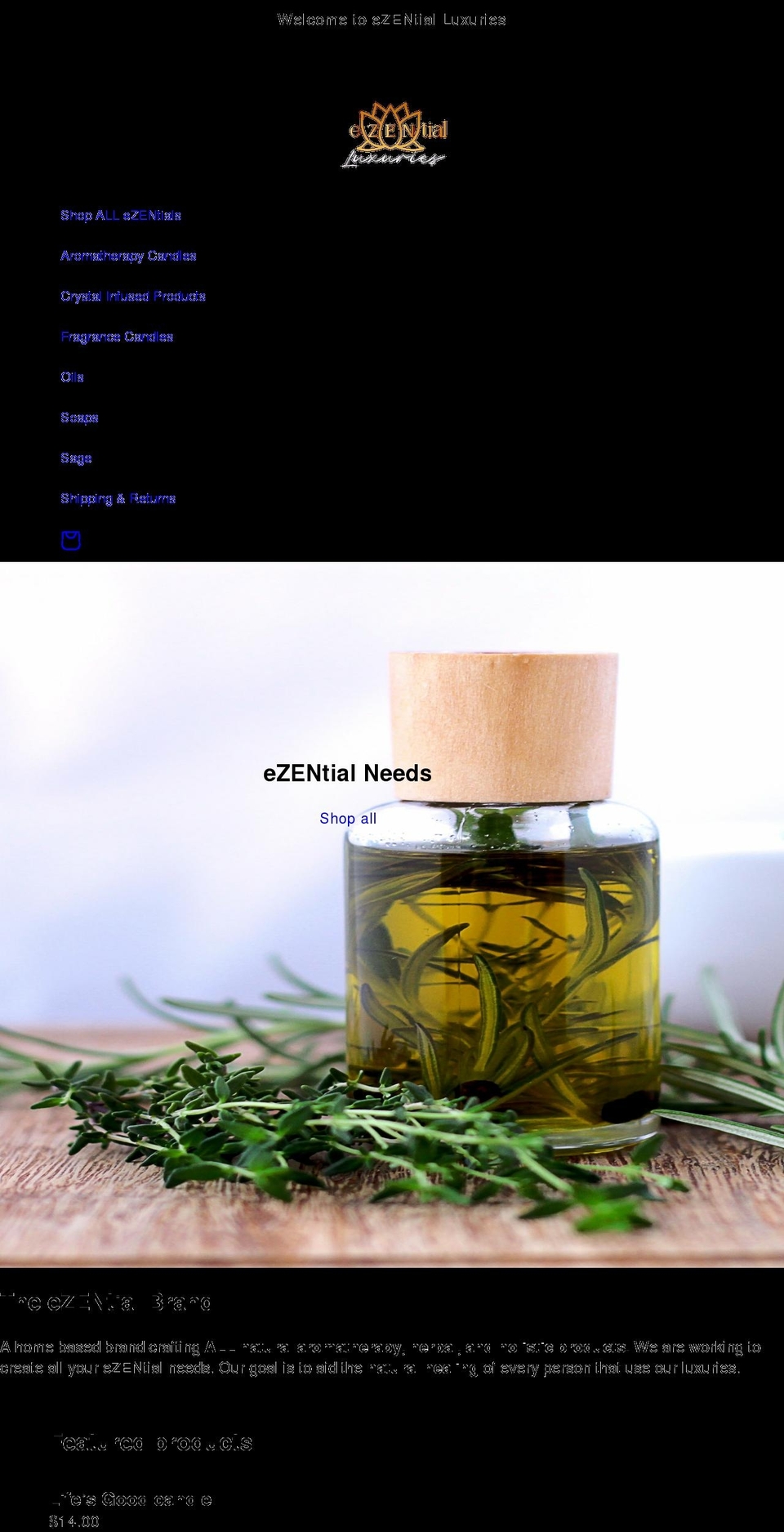 ezentialluxuries.com shopify website screenshot