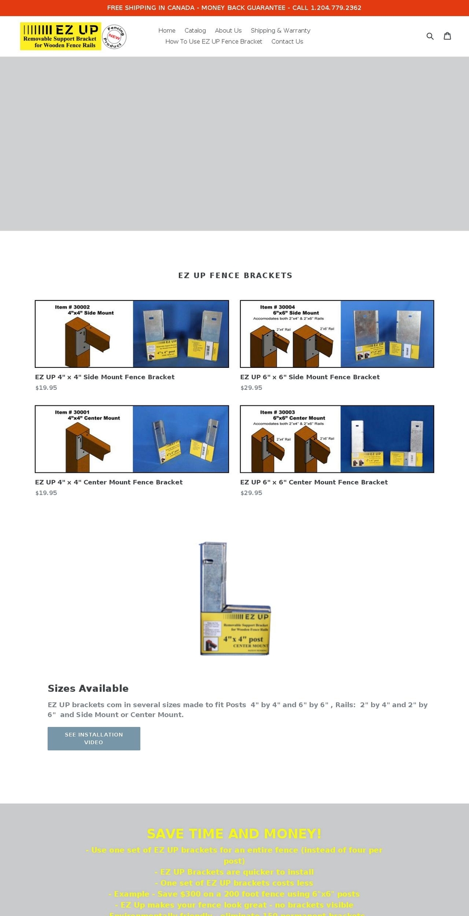 ezfencebracket.com — Shopify storefront screenshot