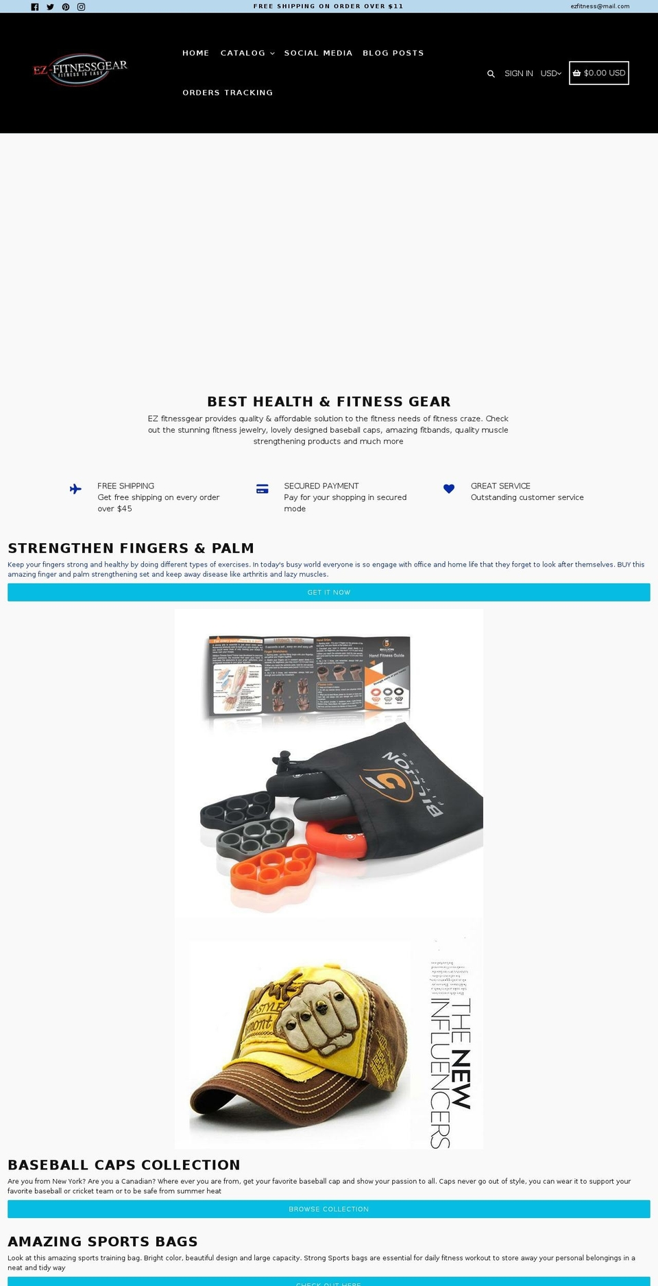 ezfitnessgears.com — Shopify storefront screenshot