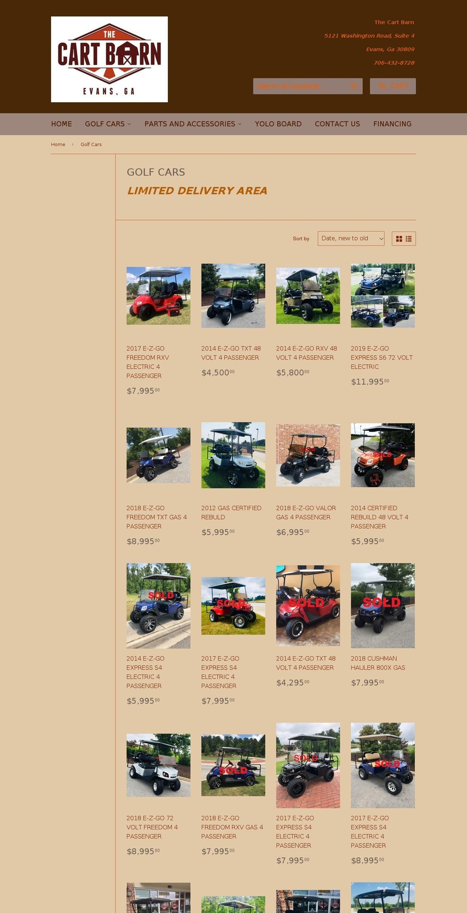 ezgogolfvehiclesnow.com — Shopify storefront screenshot