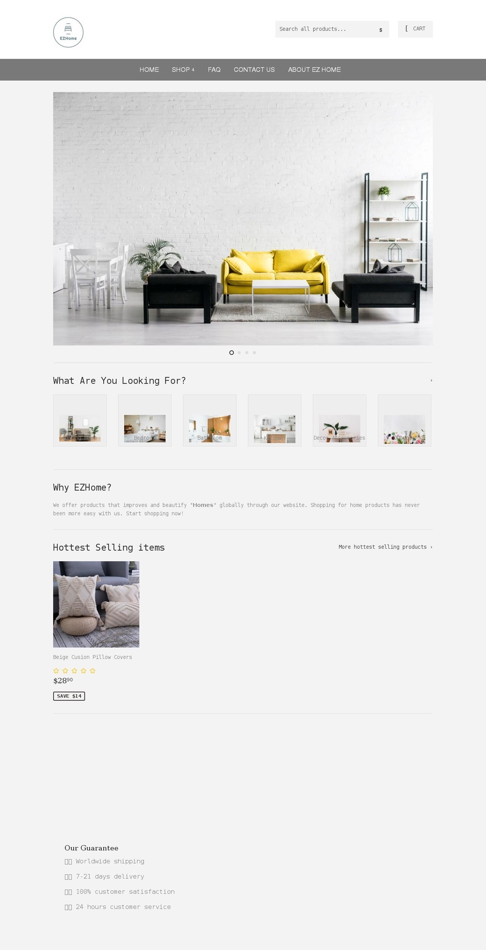 ezhome.shop shopify website screenshot