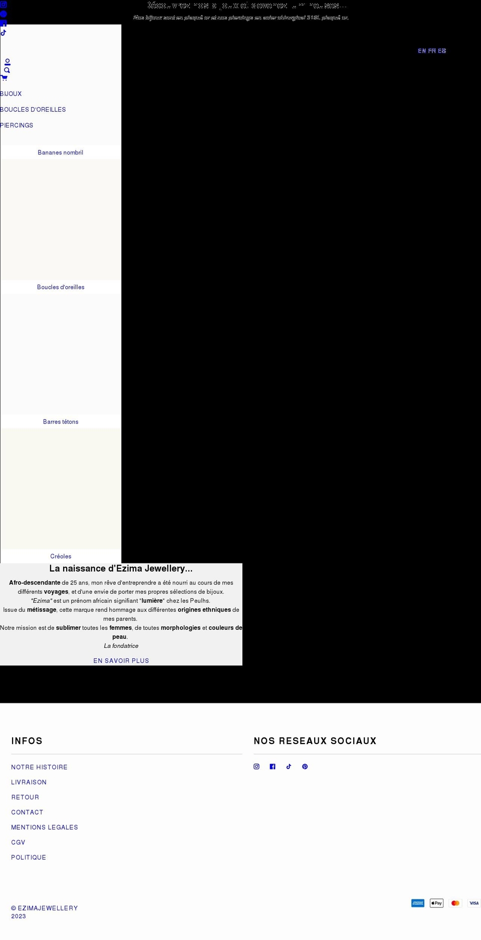 ezimajewellery.com shopify website screenshot