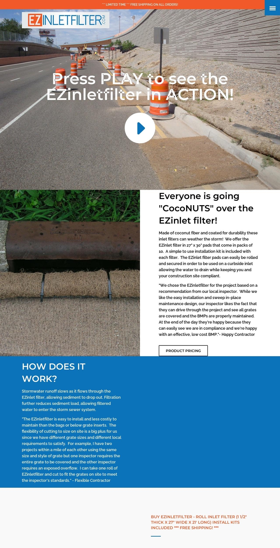 ezinletfilter.com shopify website screenshot