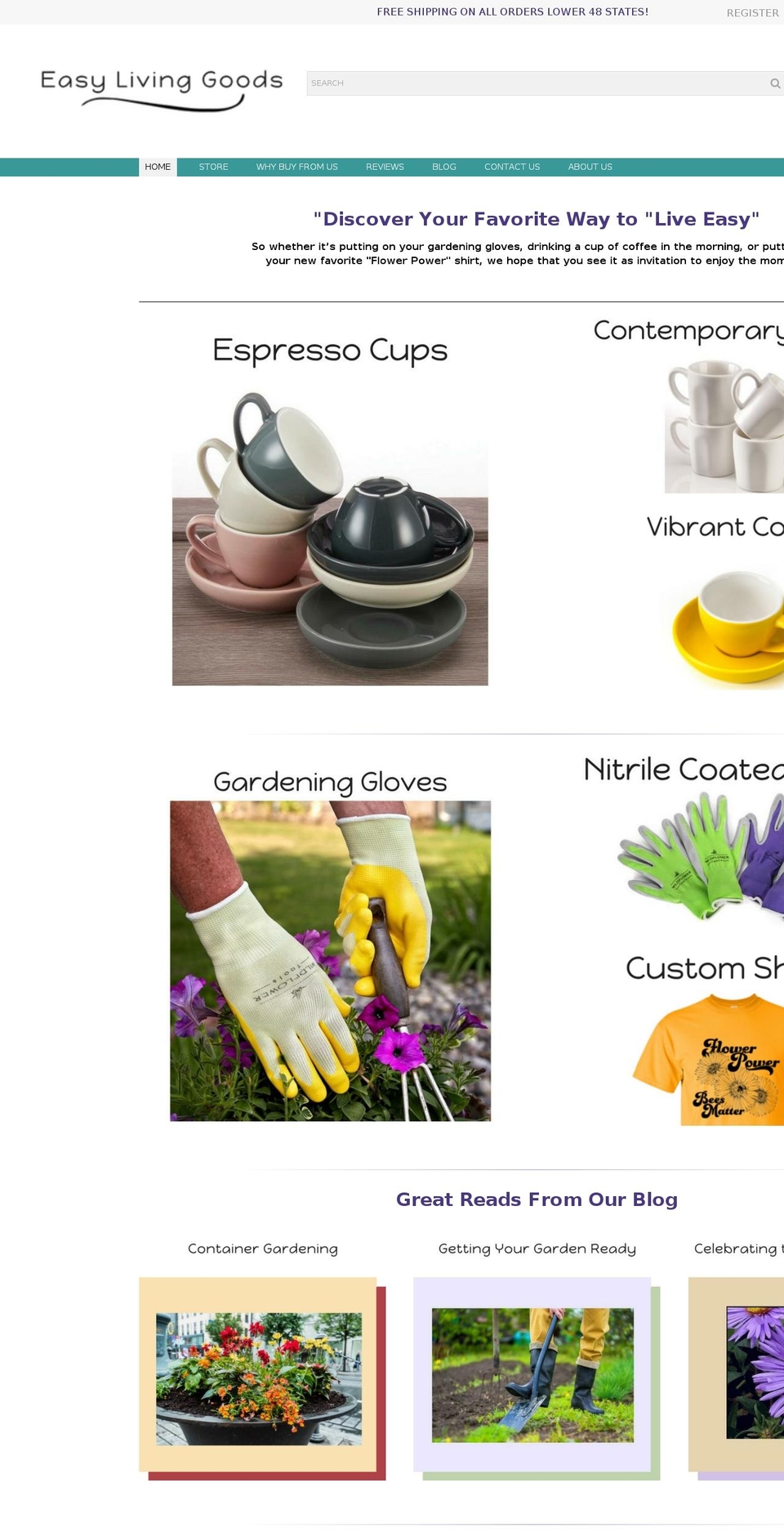 ezlivinggoods.com shopify website screenshot