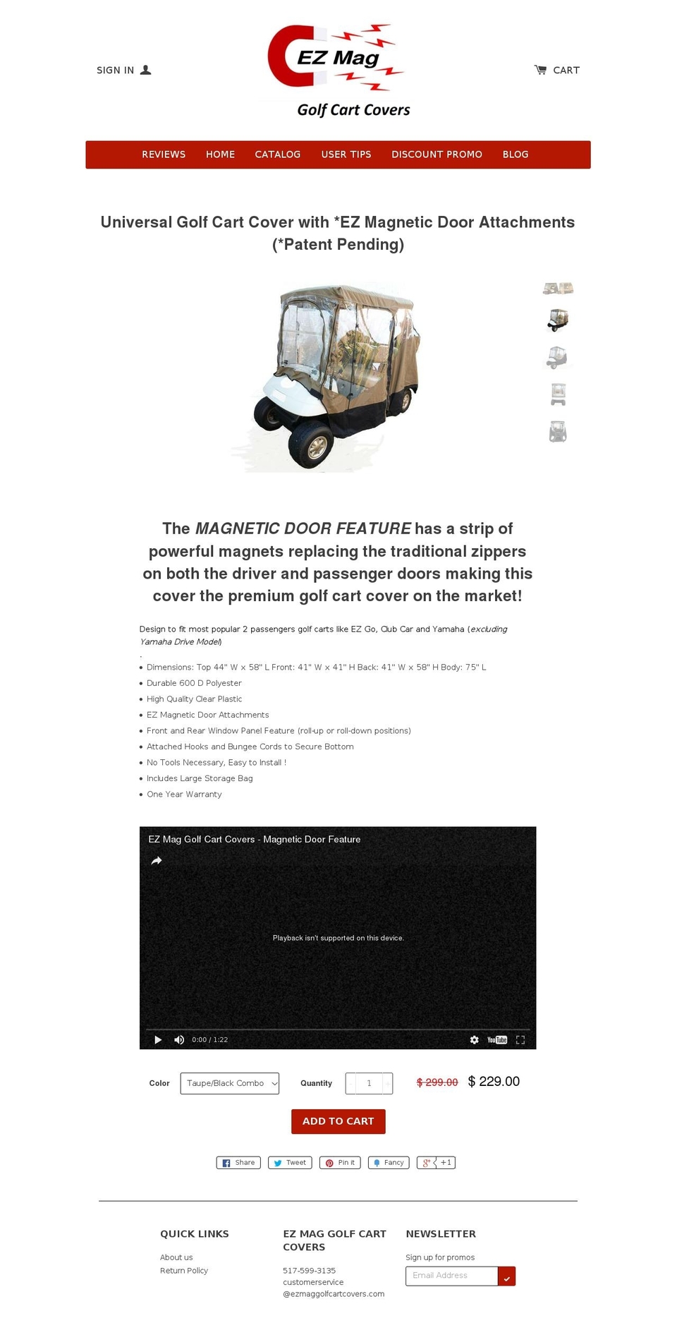 ezmaggolfcartcovers.com shopify website screenshot