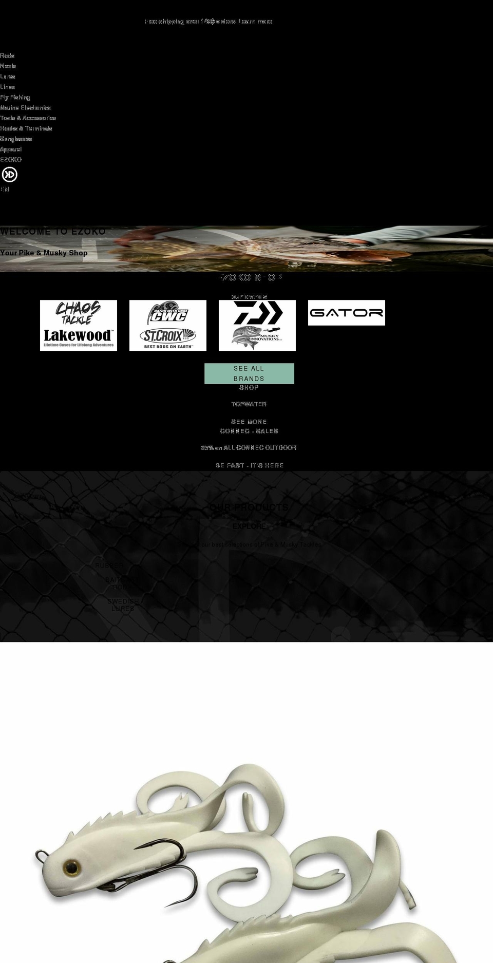 ezokofishing.com shopify website screenshot