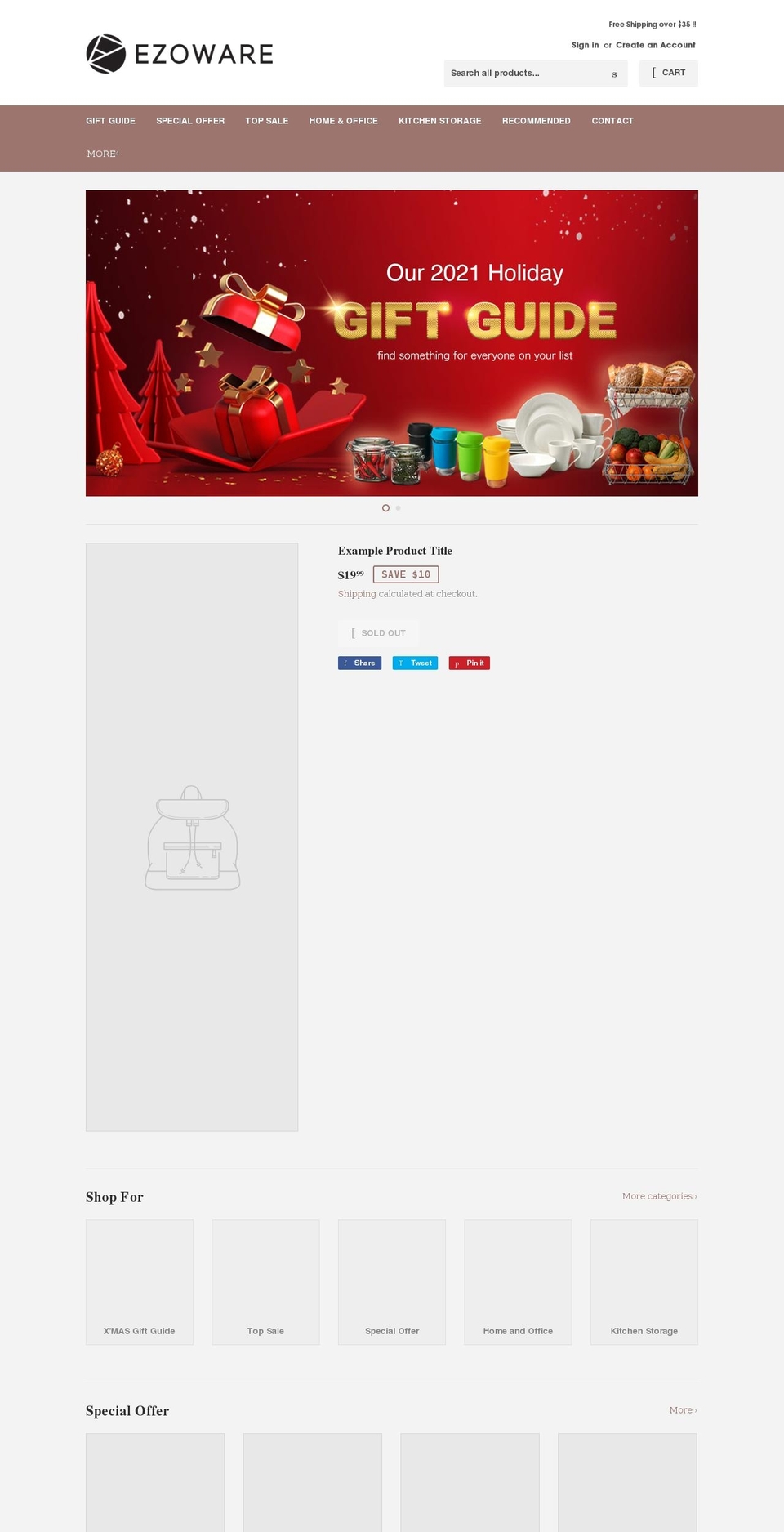 ezoware.com shopify website screenshot