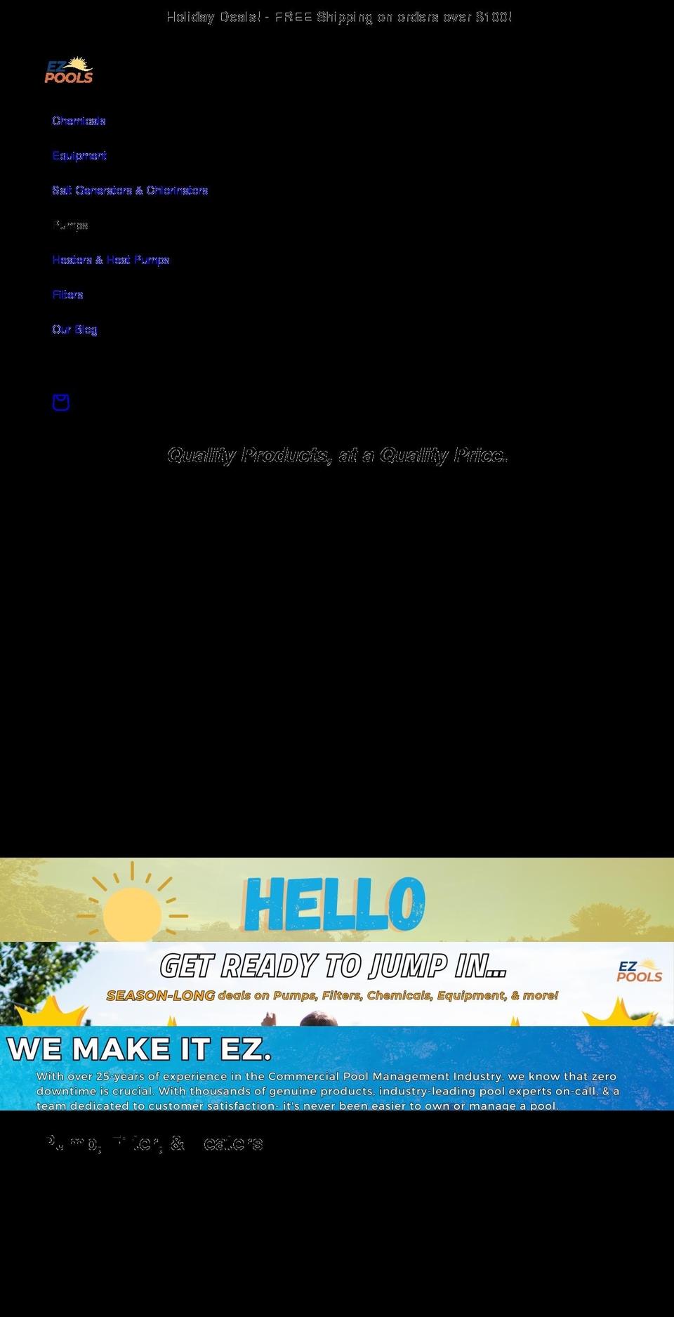 ezpools.com shopify website screenshot