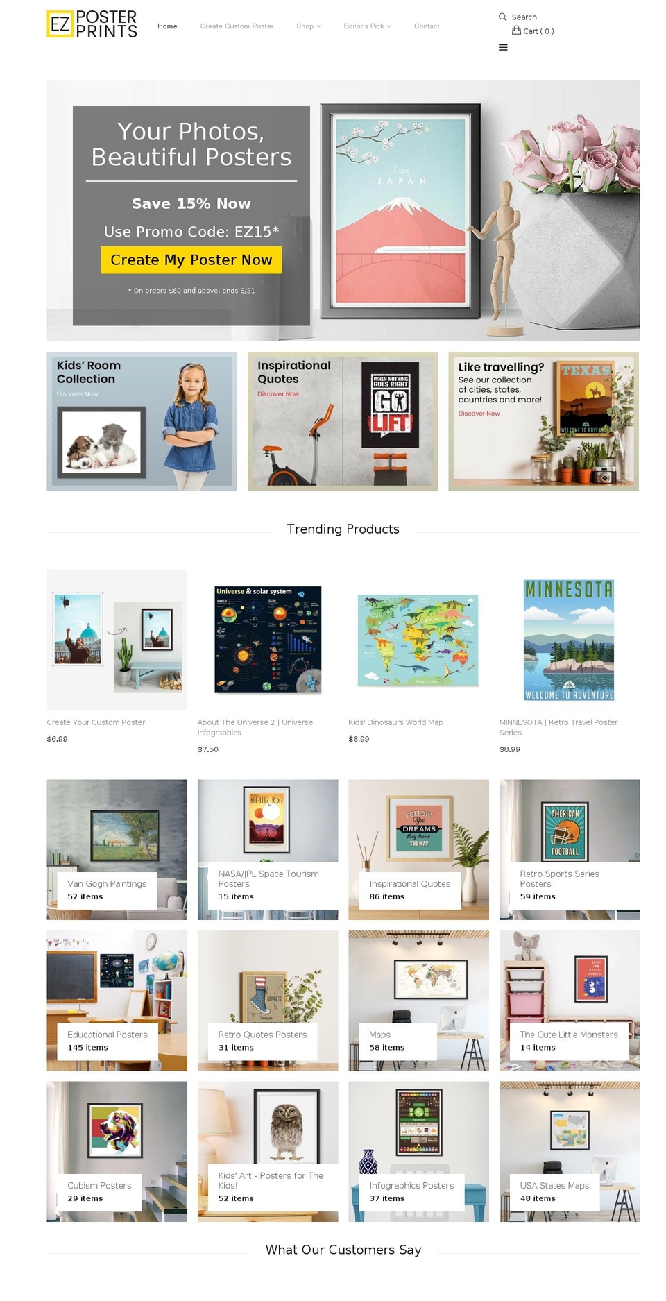 ezposterprints.com — Shopify storefront screenshot