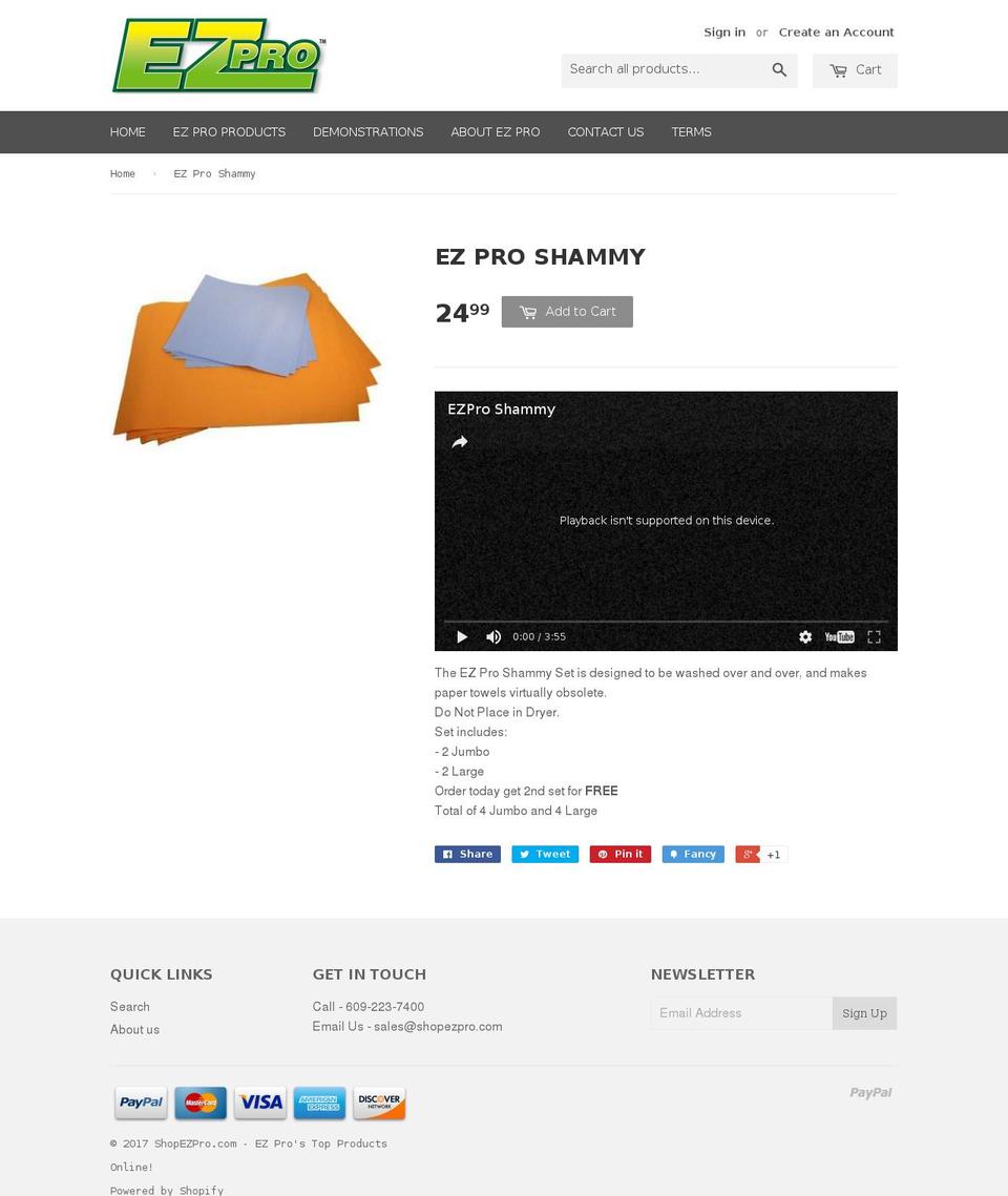 ezproshammy.com shopify website screenshot