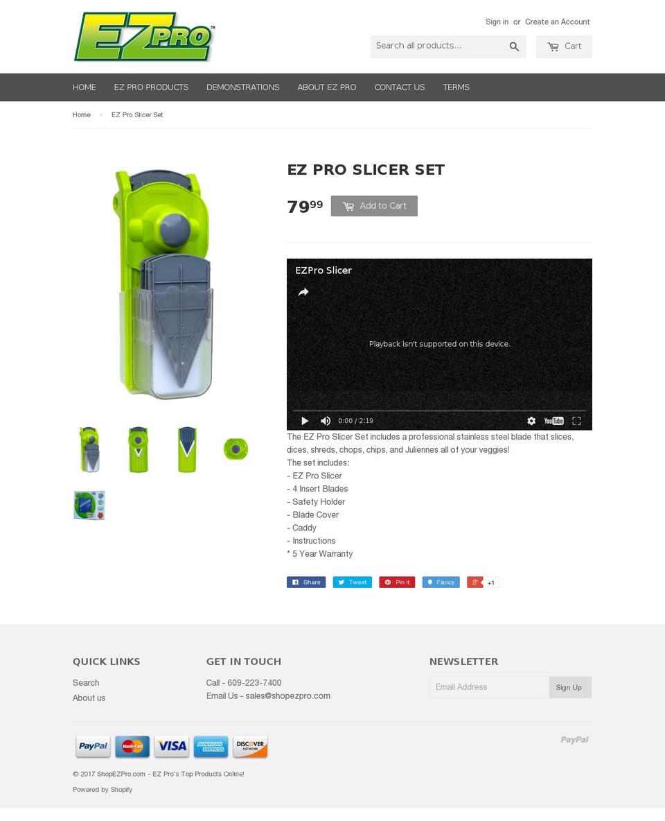 ezproslicer.com shopify website screenshot
