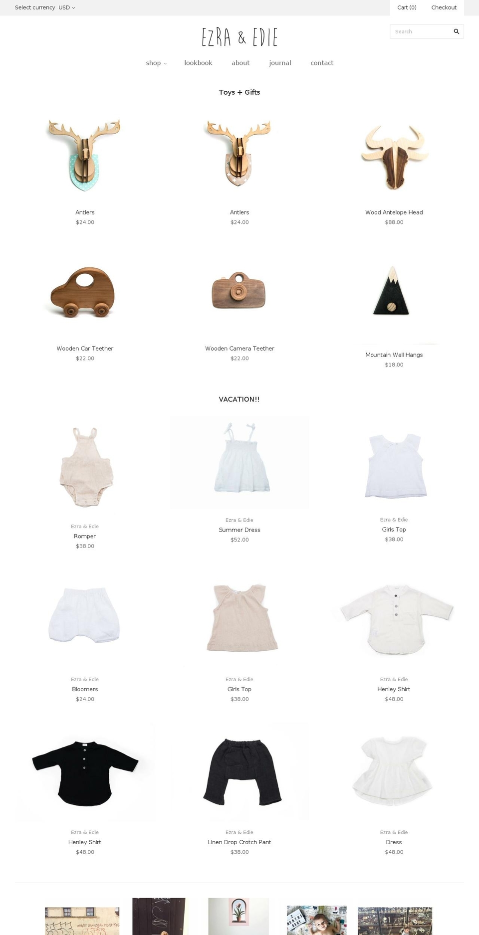 ezraandedie.com — Shopify storefront screenshot