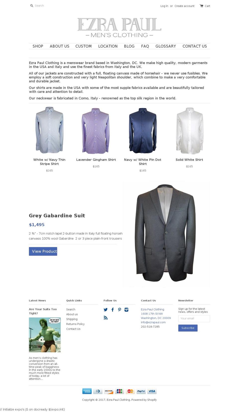 ezrapaul.com shopify website screenshot