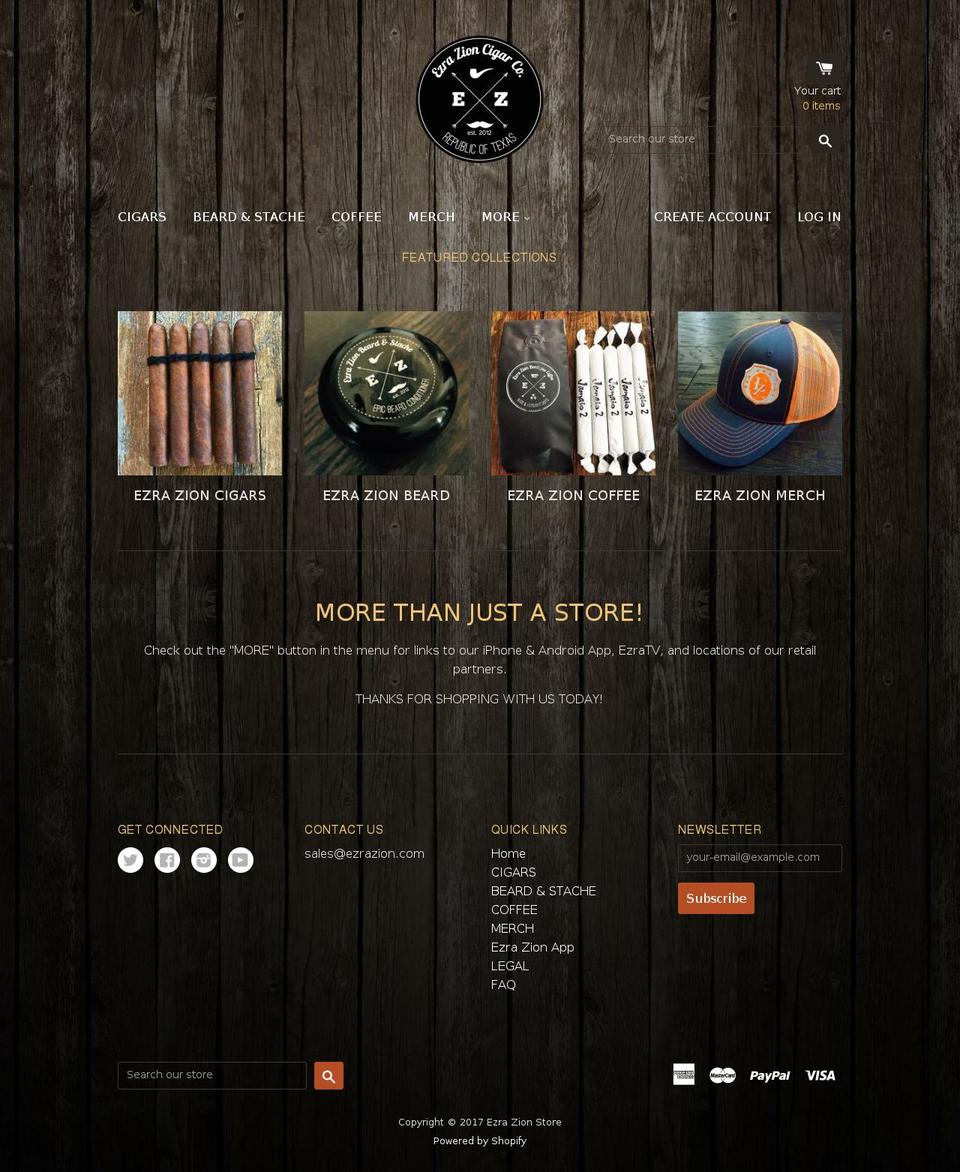 ezrazioncigars.com shopify website screenshot