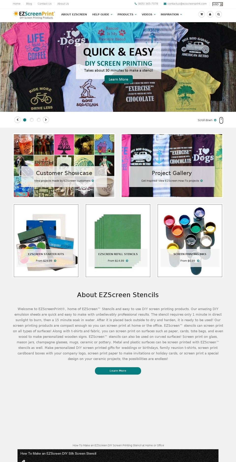 ezscreenprint.com shopify website screenshot
