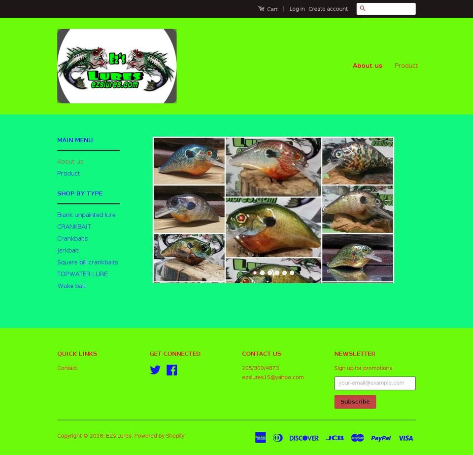 IN USE Shopify theme site example ezslures.com