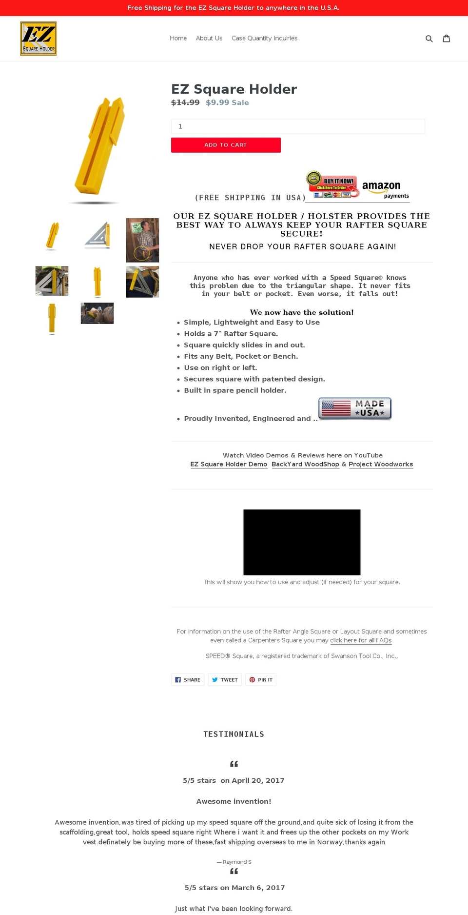 ezsquareholder.com — Shopify storefront screenshot