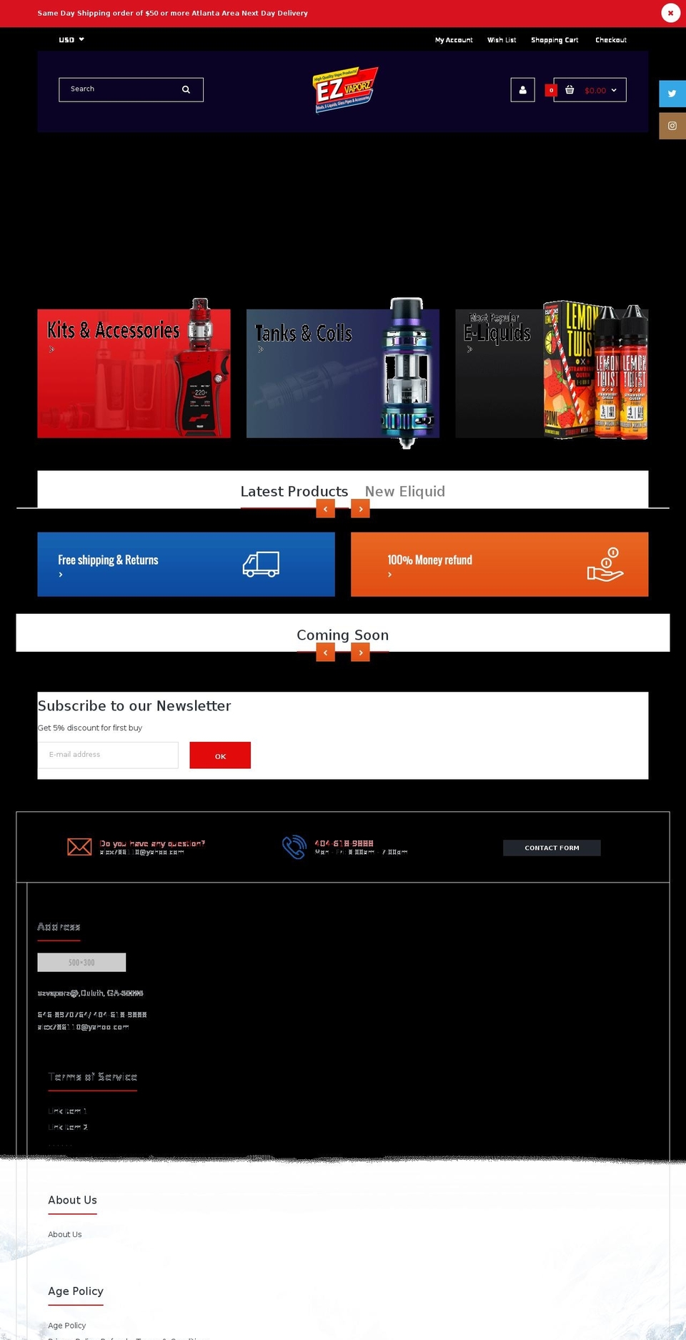 Fastor Sportwinter Shopify theme site example ezvaporz.com