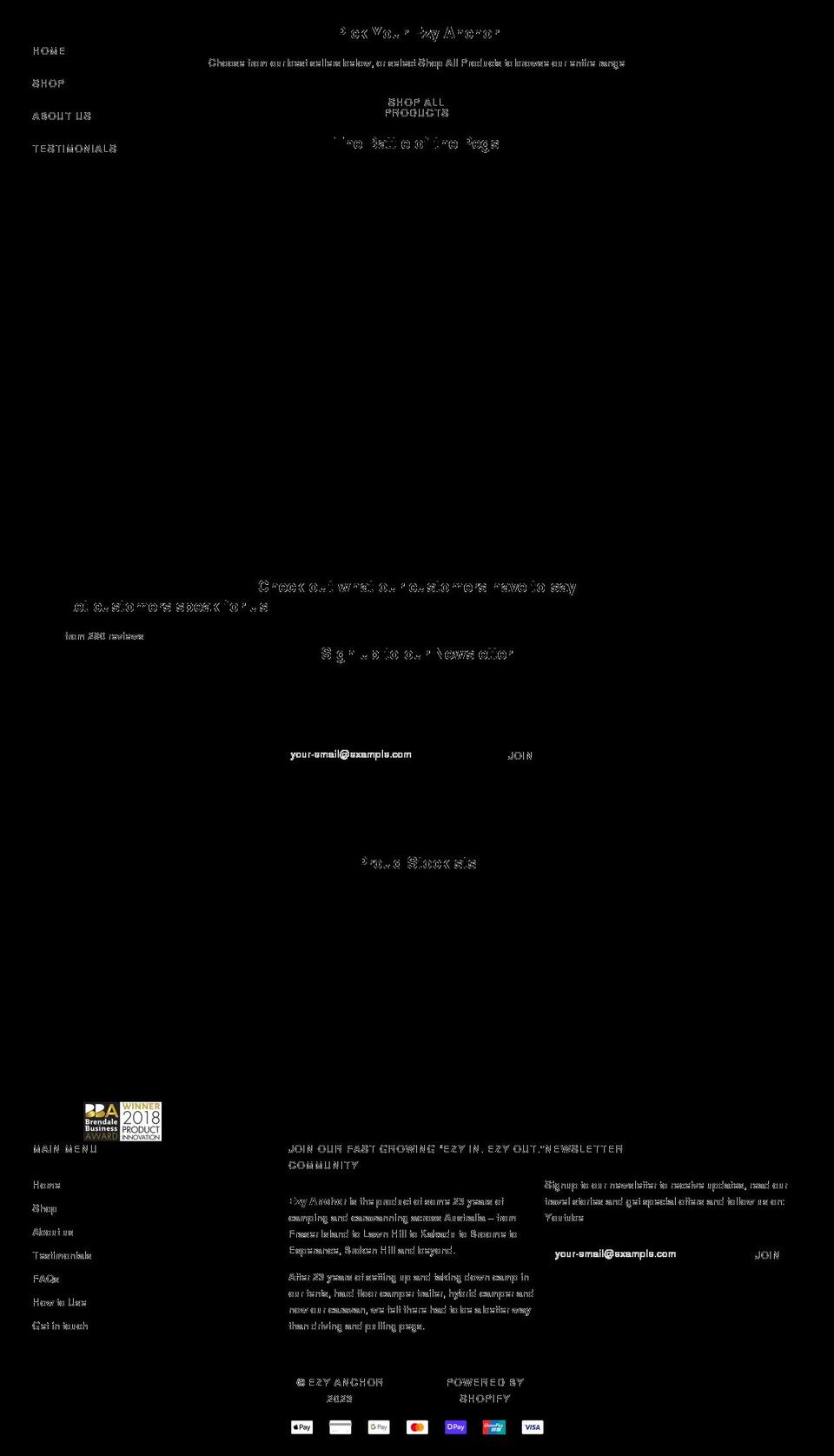 ezyanchor.com shopify website screenshot