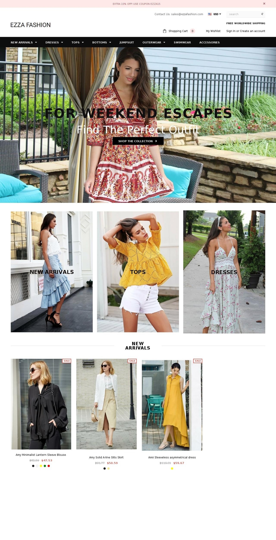 ezzafashion.com shopify website screenshot